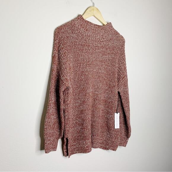 Cupcakes & Cashmere Knit Sweater Womens Small Orange Pullover Mock Neck Cotton - Picture 3 of 6